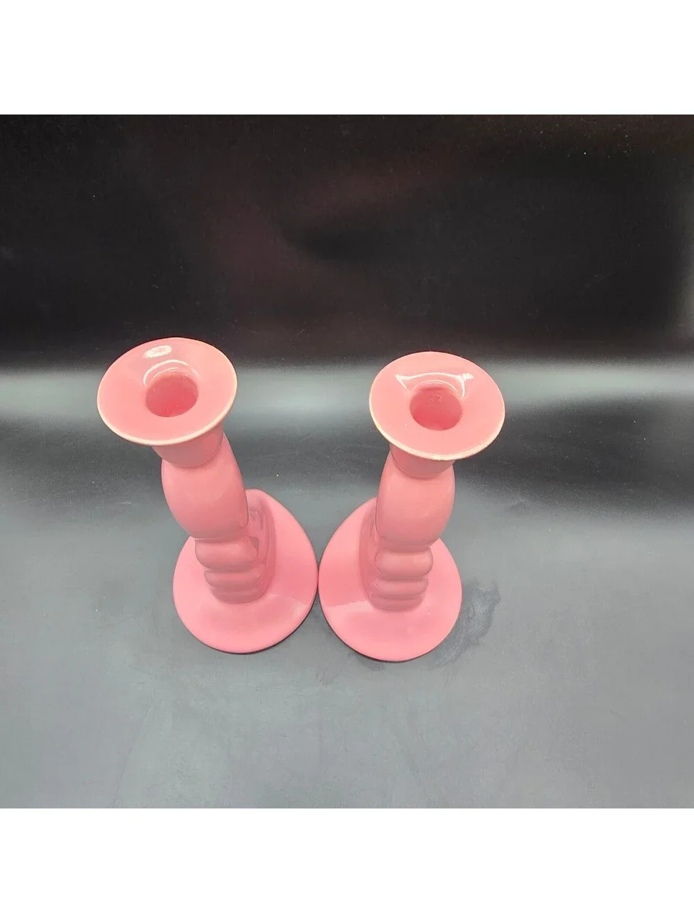Vintage 1992 Royal Haeger Mauve Pink Ceramic Swirl Candlestick Holders #422